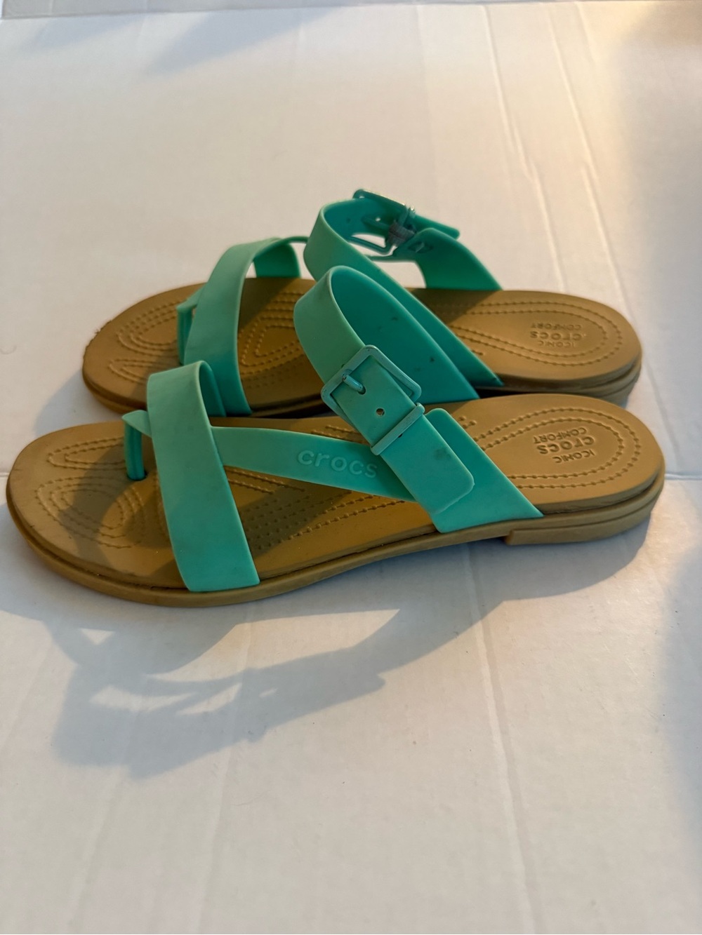 CROCS Teal Buckle Thong Sandals
